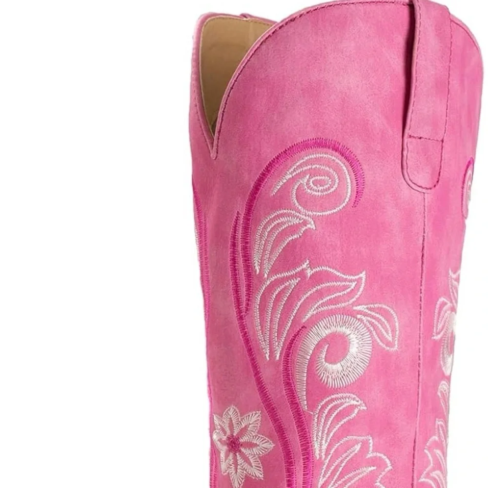 Pink Embroidered Vintage Inspiref knee High Western Boots